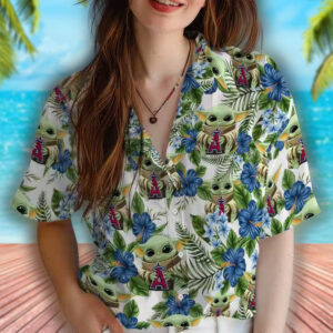 Los Angeles Angels Yoda Green Tropical Hawaiian Shirt 4