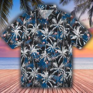 Los Angeles Dodgers Hawaiian Shirt Blue Black Palm Pattern Style 1