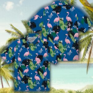 Los Angeles Dodgers Hawaiian Shirt Blue Flamingo Leaf Design 3