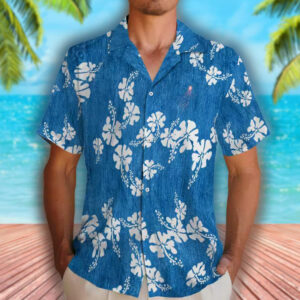 Los Angeles Dodgers Hawaiian Shirt Blue Hibiscus Design 2