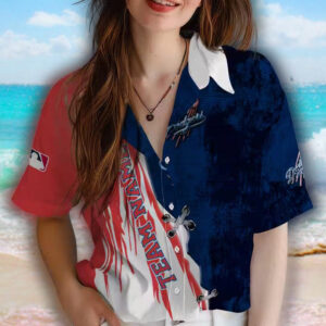 Los Angeles Dodgers Hawaiian Shirt Personalized Blue White Edgy Streaks 4
