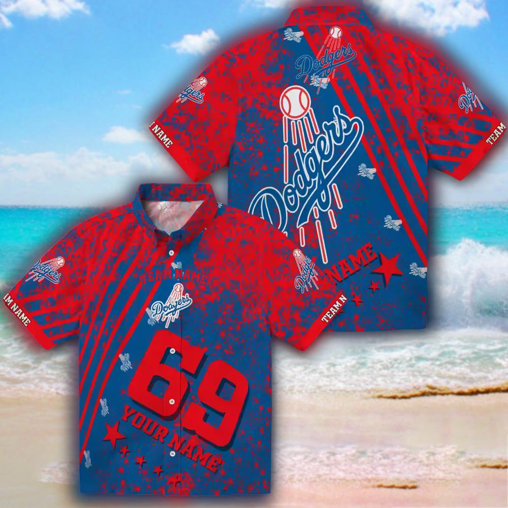 Los Angeles Dodgers Hawaiian Shirt Personalized Star Stripes Blue Los Angeles Dodgers Hawaiian Shirt Personalized Star Stripes Blue