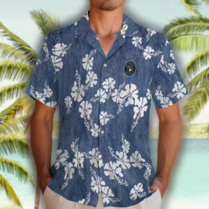 Milwaukee Brewers Hawaiian Shirt Navy Blue Hibiscus Design 2