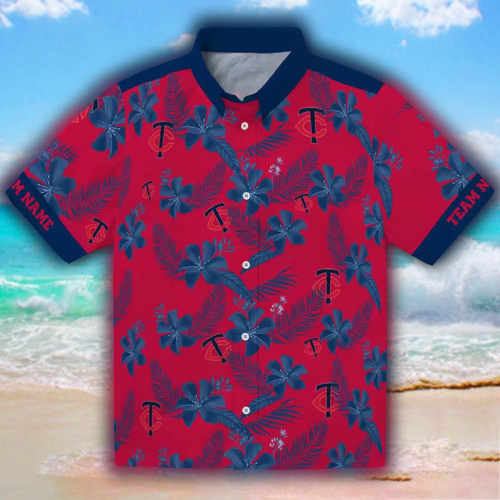 Minnesota Twins Botanical Print Red Hawaiian Shirt Personalized Minnesota Twins Botanical Print Red Hawaiian Shirt Personalized