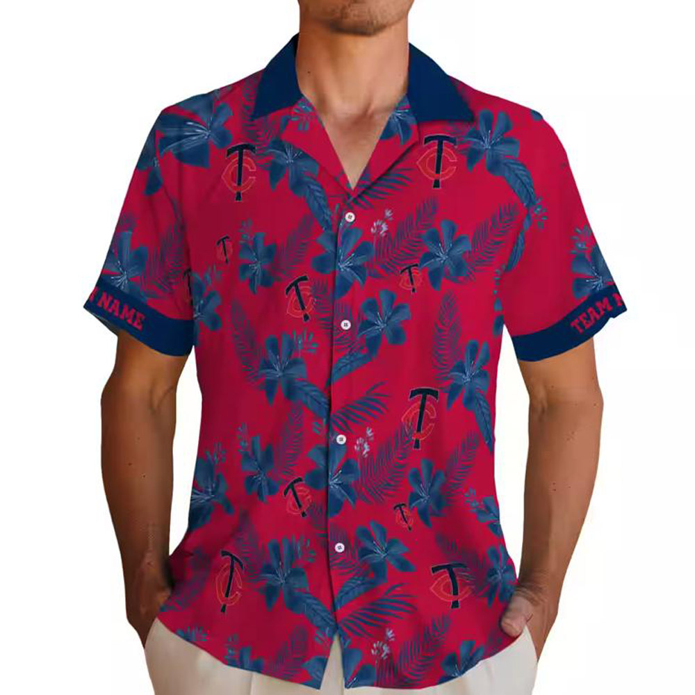 Minnesota Twins Botanical Print Red Hawaiian Shirt Personalized Minnesota Twins Botanical Print Red Hawaiian Shirt Personalized