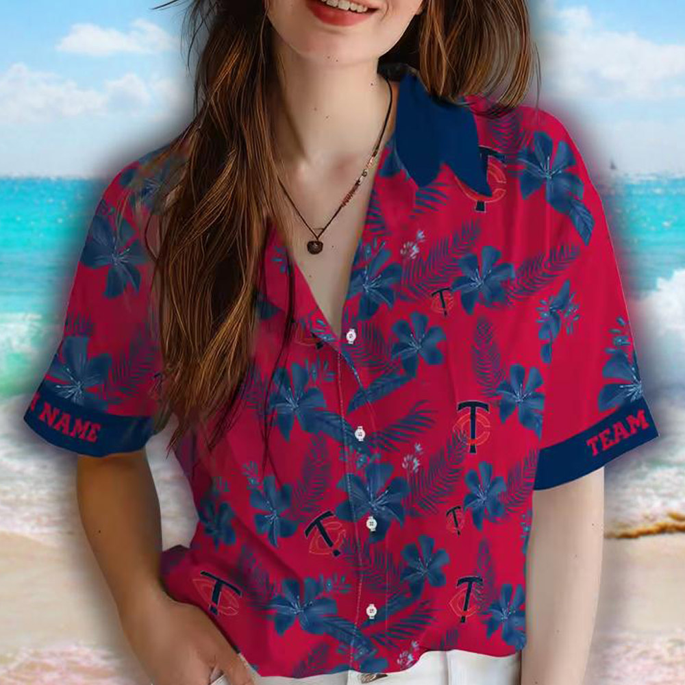 Minnesota Twins Botanical Print Red Hawaiian Shirt Personalized Minnesota Twins Botanical Print Red Hawaiian Shirt Personalized