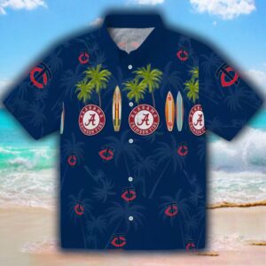 Minnesota Twins Hawaiian Shirt Surfboard Palm Navy Design 1