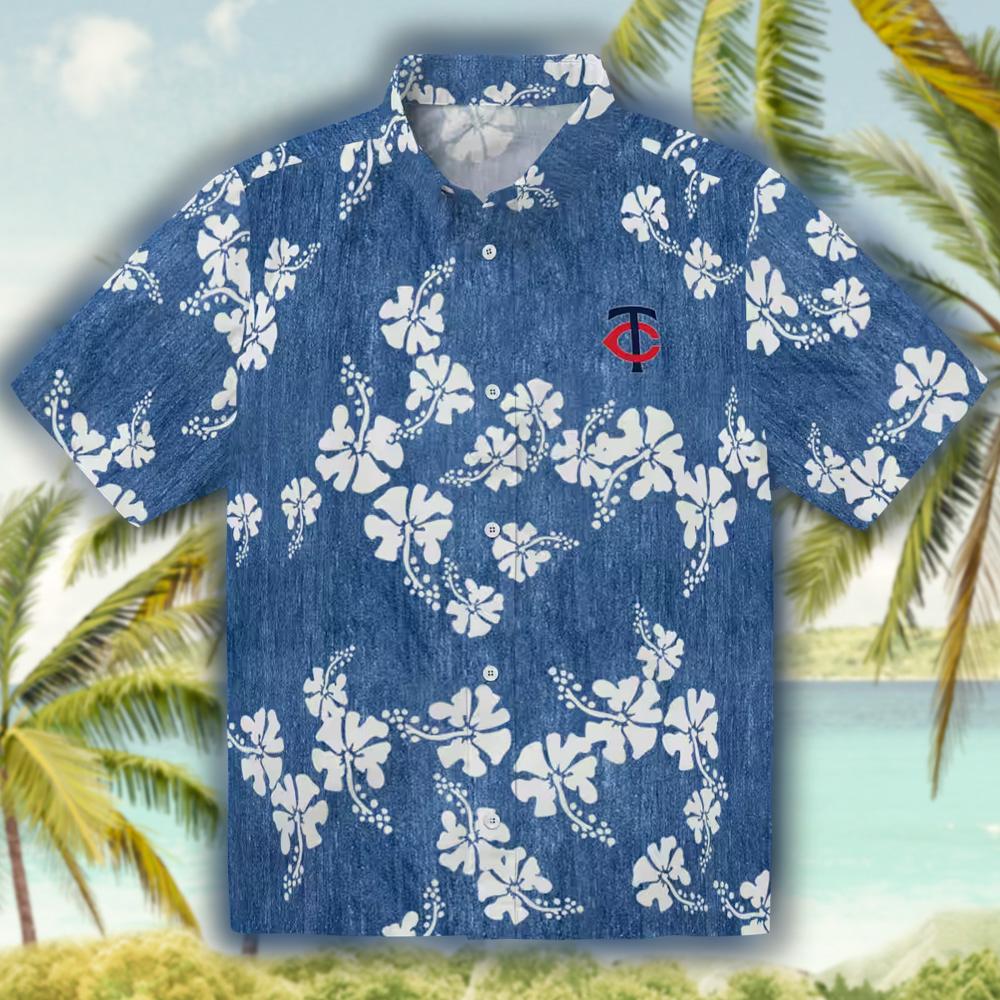 Minnesota Twins Navy Hawaiian Shirt Hibiscus Clusters Design Minnesota Twins Navy Hawaiian Shirt Hibiscus Clusters Design