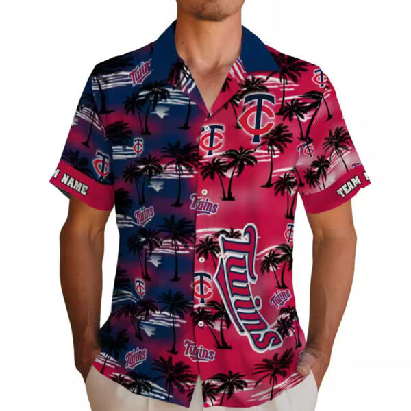 Minnesota Twins Palm Silhouette Navy Hawaiian Shirt Custom Design 2
