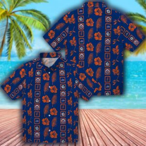 Mets Blue Hawaiian Shirt Floral Design Framed NY Team Apparel 3