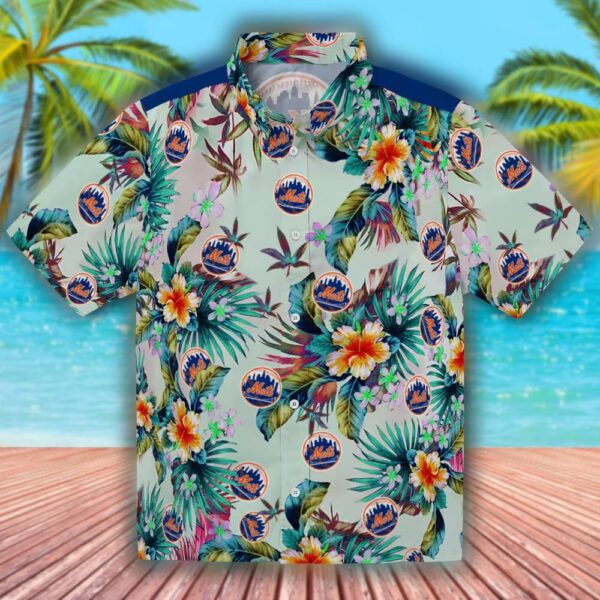 New York Mets Hawaiian Shirt Tropical Foliage Green Baseball Fan Gear 1