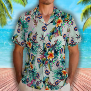New York Mets Hawaiian Shirt Tropical Foliage Green Baseball Fan Gear 2