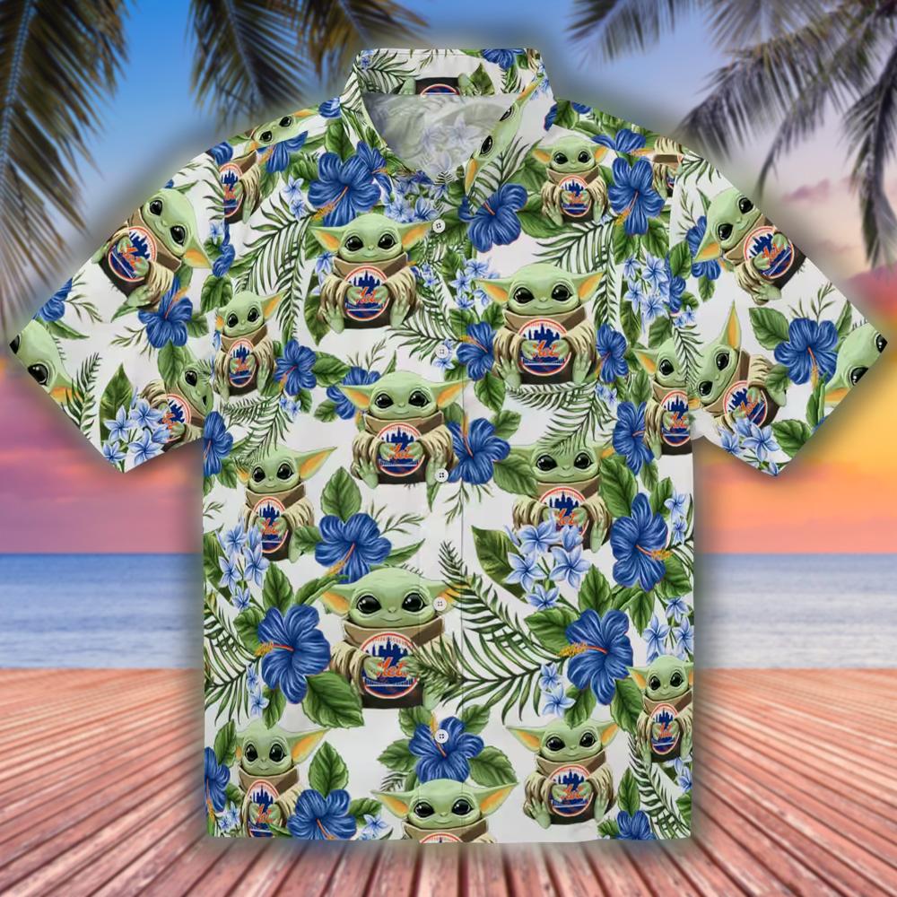 New York Mets Yoda Green Hawaiian Shirt Tropical Design New York Mets Yoda Green Hawaiian Shirt Tropical Design