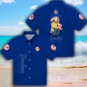 New York Yankees Minion Navy Hawaiian Shirt for Fans 3