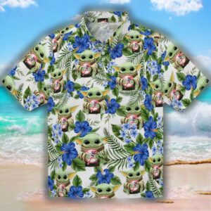 New York Yankees Yoda Green Tropical Hawaiian Shirt 1