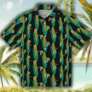 Pittsburgh Pirates Black Green Hawaiian Shirt with Corn Motifs 1
