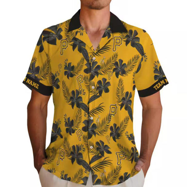 Pittsburgh Pirates Gold Hawaiian Shirt Personalized Botanical Print 2