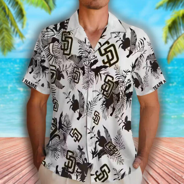 San Diego Padres Botanical Hawaiian Shirt Brown White Design 2