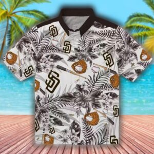 San Diego Padres Floral Baseball Hawaiian Shirt Brown White Customized 1