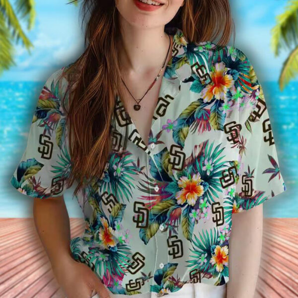 San Diego Padres Green Tropical Hawaiian Shirt Fan Apparel 4