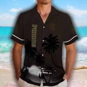 San Diego Padres Hawaiian Shirt Beach Sunset Brown Black Design 2