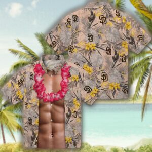 San Diego Padres Hawaiian Shirt Brown Chest Illusion Design 3