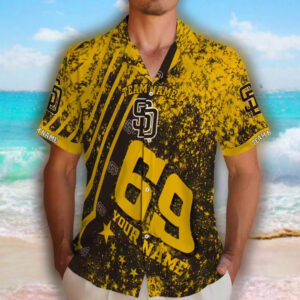 San Diego Padres Hawaiian Shirt Brown Star Stripes Custom Design 2