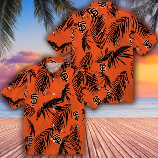 Hawaiian Shirt San Francisco Giants Palm Leaf Orange Design 3