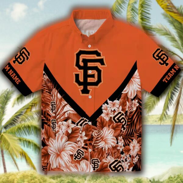 San Francisco Giants Floral Orange Chevron Hawaiian Shirt Custom 1