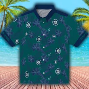 Seattle Mariners Green Botanical Hawaiian Shirt Custom Design 1