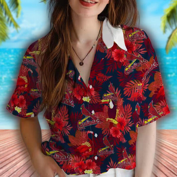St Louis Cardinals Hawaiian Shirt Floral Toucan Red Baseball Fanwear 4