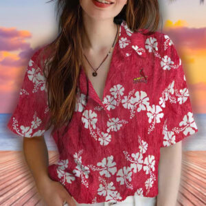St Louis Cardinals Hawaiian Shirt Red Hibiscus Print 4