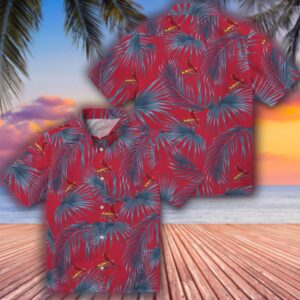 St Louis Cardinals Hawaiian Shirt Red Leafy Palms Design 3