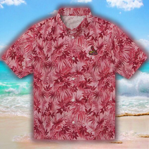 St Louis Cardinals Red Hawaiian Shirt with Leaf Design 1