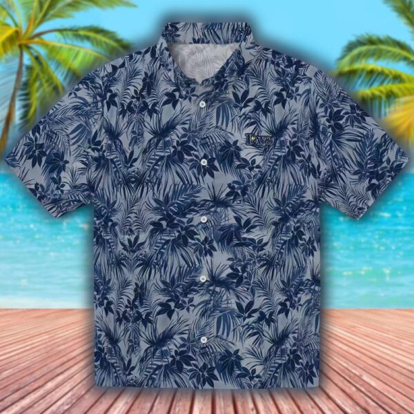 Tampa Bay Rays Navy Hawaiian Shirt with Leafy Pattern 1