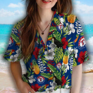 Texas Rangers Tropical Toucan Blue Green Hawaiian Shirt Personalized 4