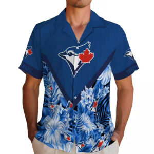 Toronto Blue Jays Floral Chevron Hawaiian Shirt Personalized 2