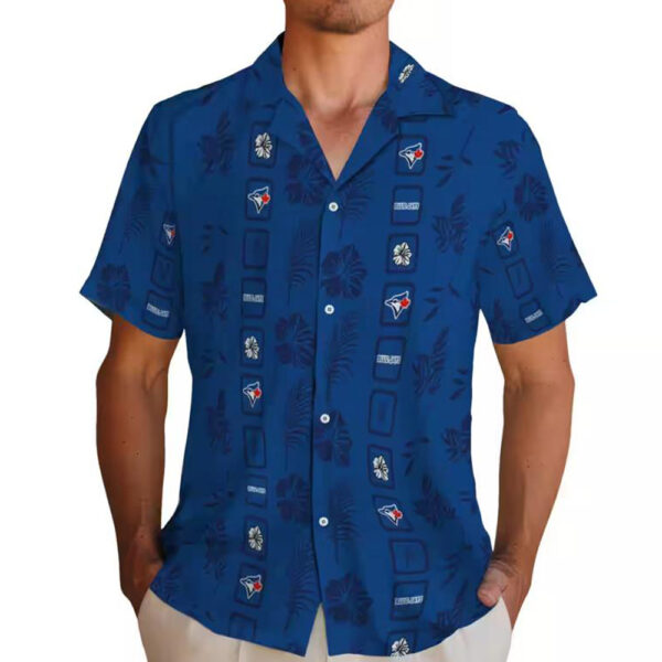 Toronto Blue Jays Floral Hawaiian Shirt Framed Blue Design 2