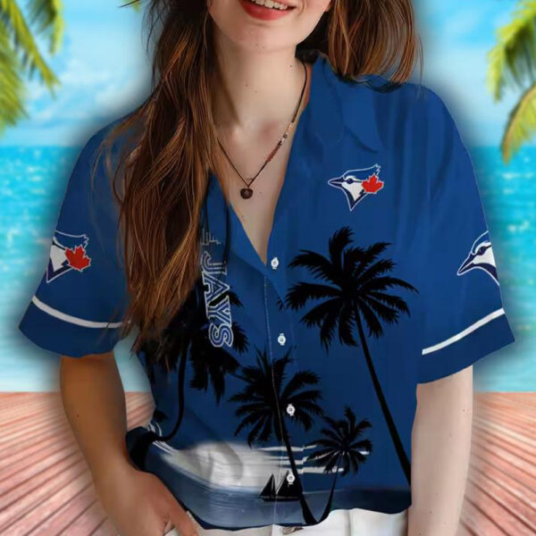 Toronto Blue Jays Hawaiian Shirt Beach Sunset Blue Black Design 4