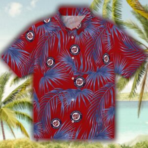 Leafy Palms Washington Nationals Red Hawaiian Shirt 1