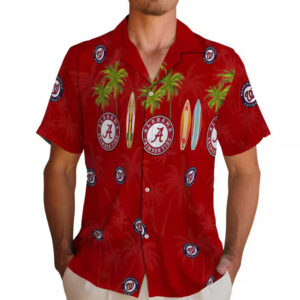 Washington Nationals Hawaiian Shirt Surfboard Palm Red Fan Gear 2