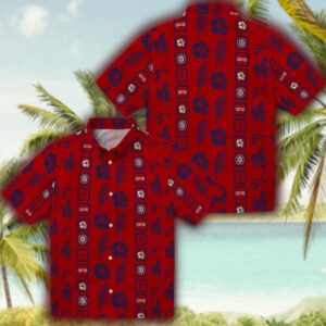 Washington Nationals Red Floral Hawaiian Shirt Framed 3