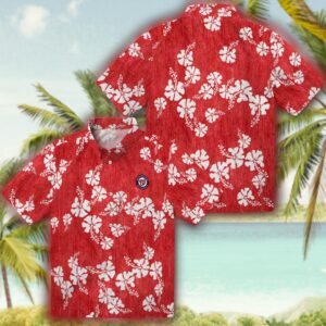 Washington Nationals Red Hibiscus Hawaiian Shirt for Men 3