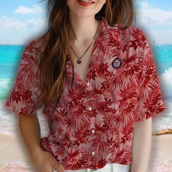 Washington Nationals Red Leafy Hawaiian Shirt Baseball Fan Gear 4